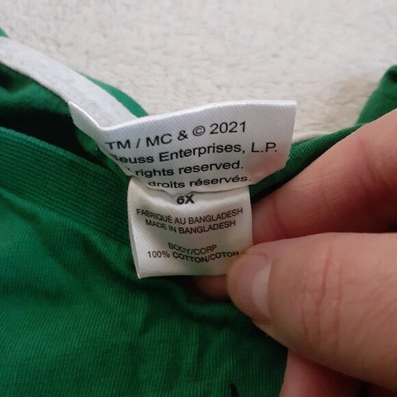 Dr. Suess Girl's Size 6X Grinch & Max BFF Gold Glitter Print Green T-Shirt - Picture 5 of 6